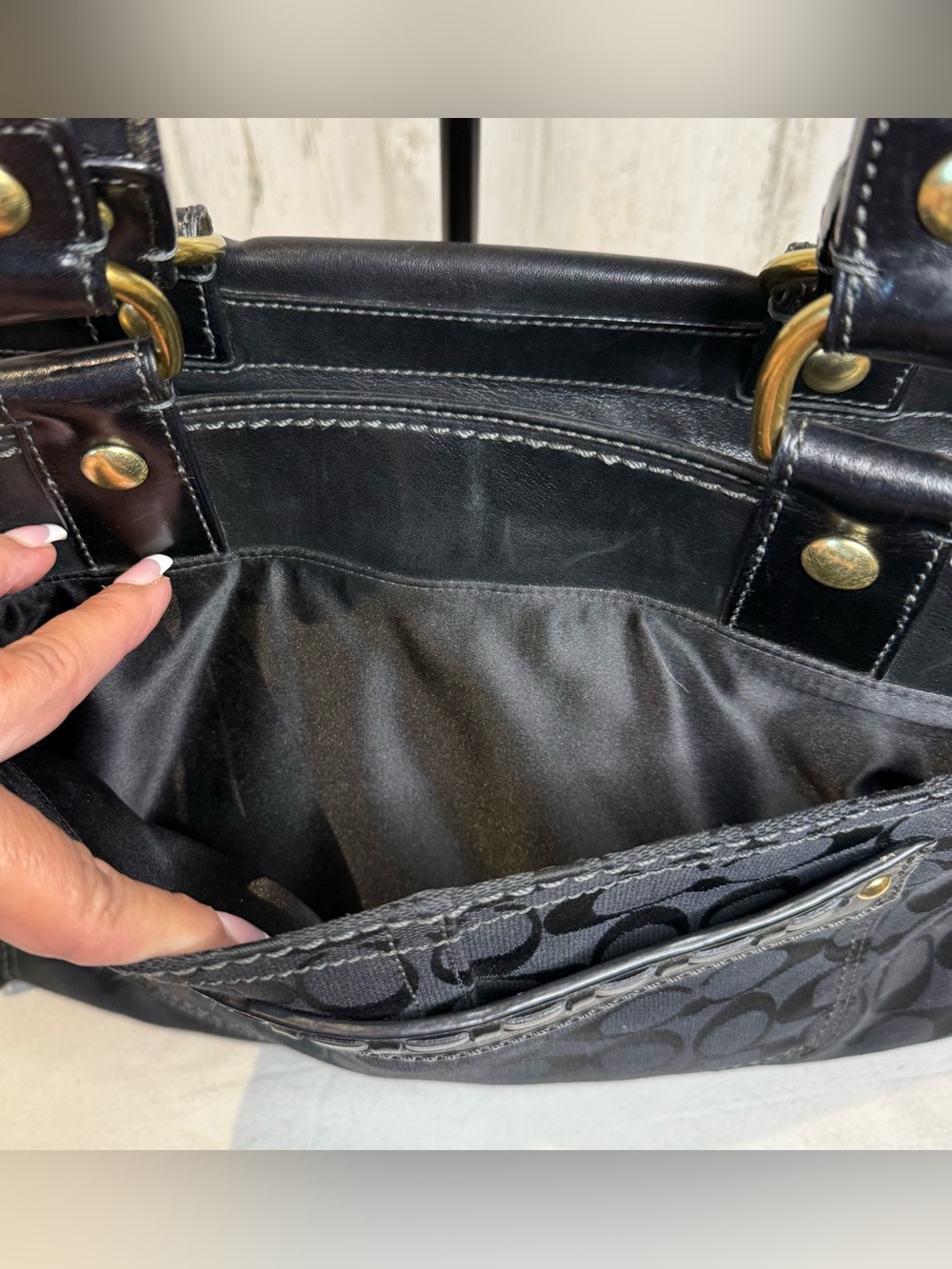 Coach Legacy Bleeker 2007 11435 Black Jaquard Black leather trim Matching Wallet - Picture 5 of 13